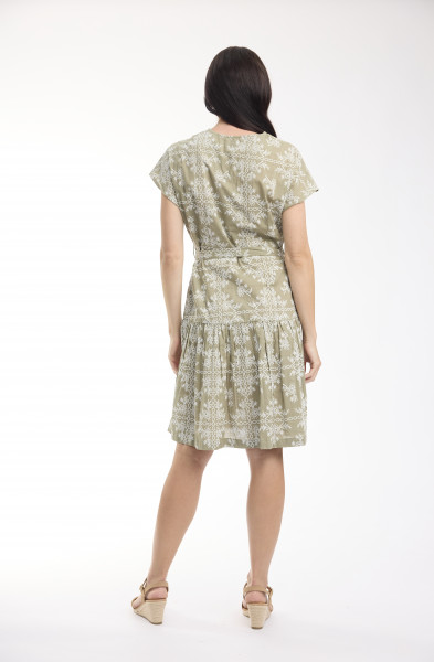 Broderie Print Dress V Neck Buttonthrough Short