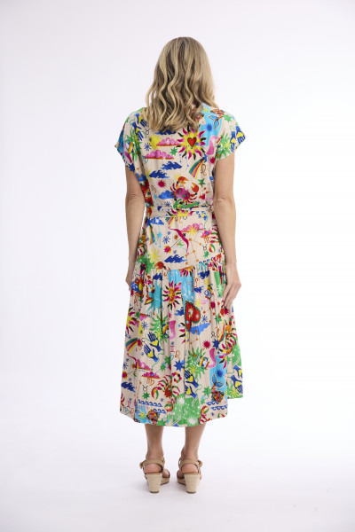 Camellias Dress V Neck Buttonthrough Short
