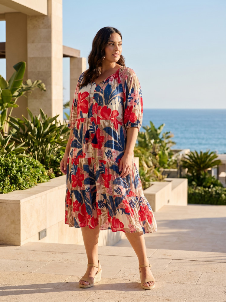 Cavailon Dress Layers Puff Sleeve