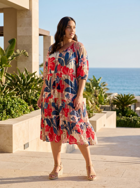 Cavailon Dress Layers Puff Sleeve