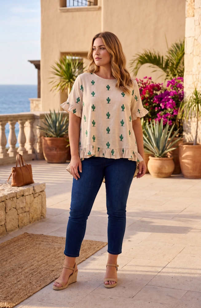 Citadelle Top Frill Embroidered