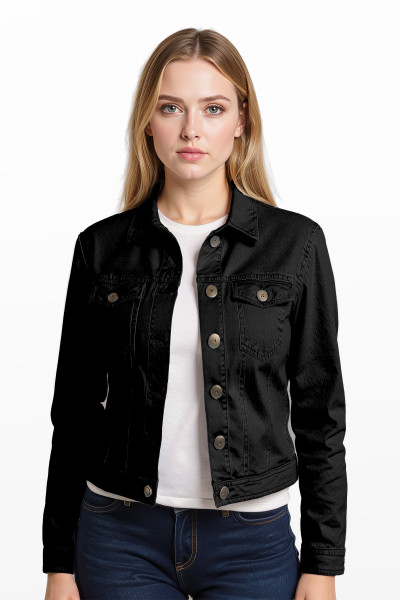 Cropped Stretch Denim Jacket