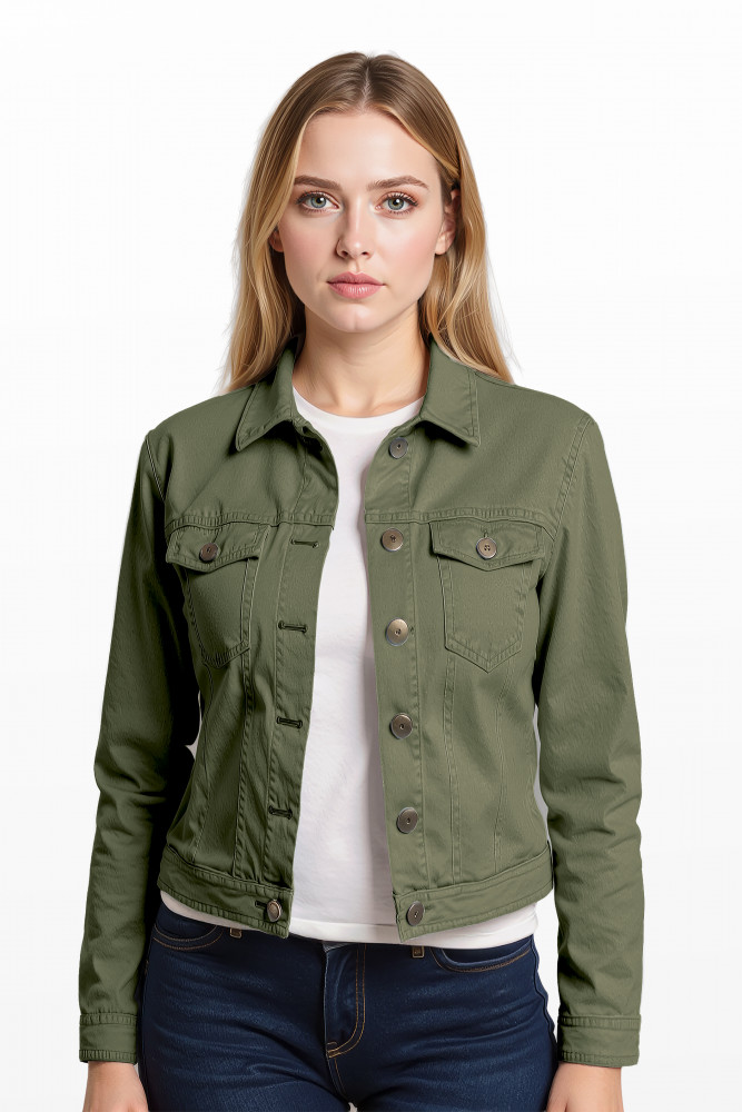 Cropped Stretch Denim Jacket