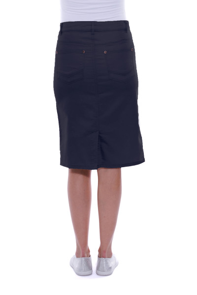 Knee-Length Stretch Denim Skirt