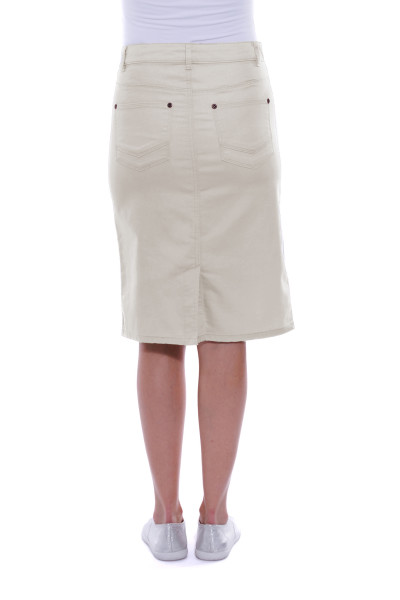 Knee-Length Stretch Denim Skirt