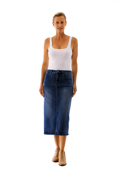 Midi Stretch Denim Skirt