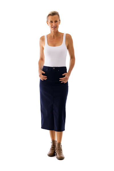 Midi Stretch Denim Skirt