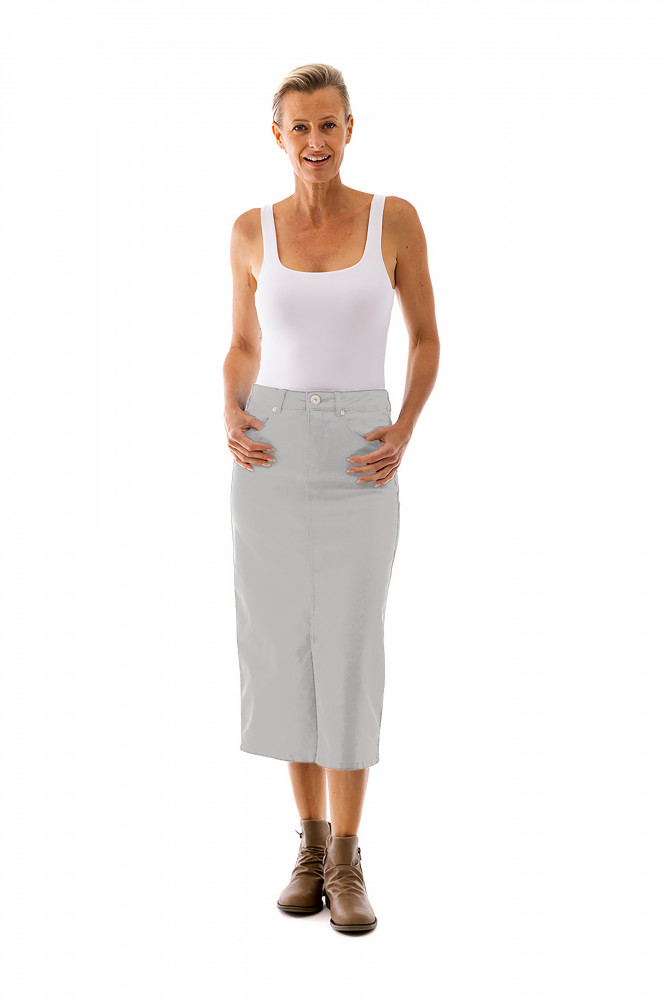 Midi Stretch Denim Skirt