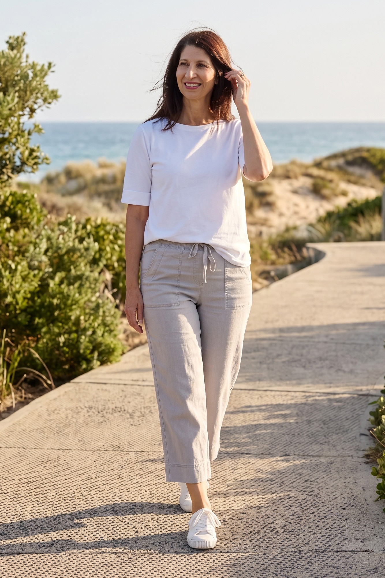 Washed Drawstring Wide Leg Pants