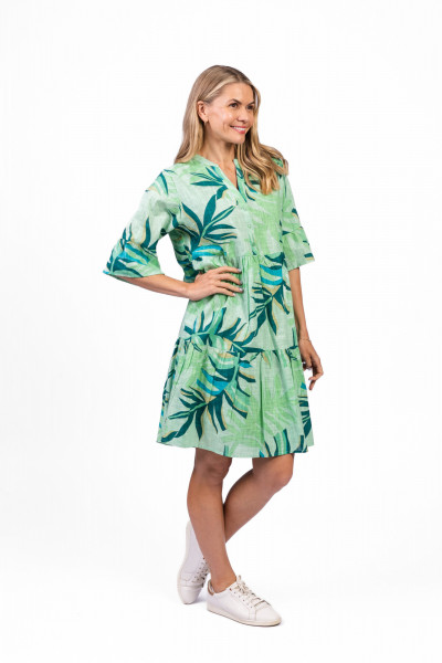 Maya Button V Neck Layer Dress