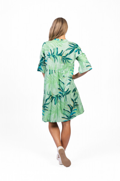 Maya Button V Neck Layer Dress