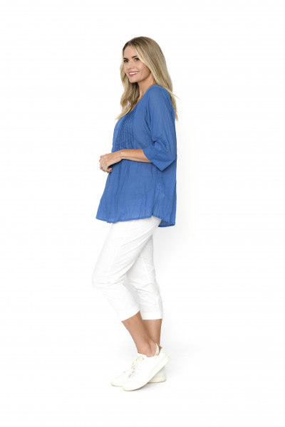 Evie Pleated Top with 3/4 Sleeve