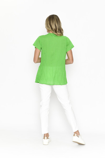 Kayla Solid Cotton Blouse Short Sleeve