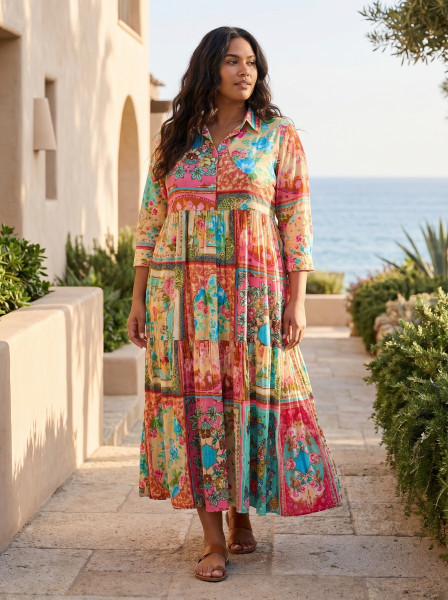 Foulard Fleurs Dress Collar Layers