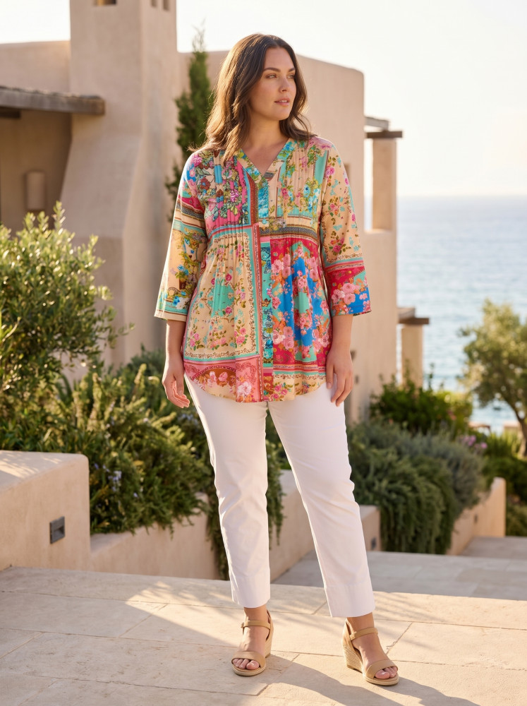 Foulard Fleurs Top Pleated