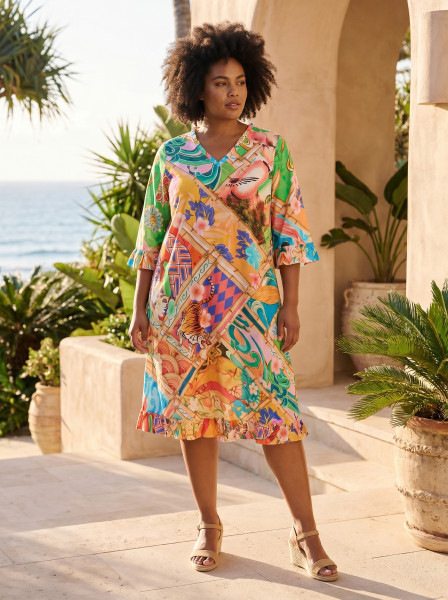 Garniers Dress Bias V Neck Frill