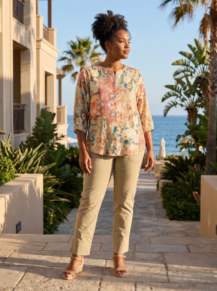 Gordes Top Round Neck button through