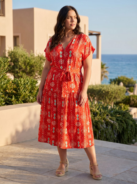 Jardin Exotique Dress V Neck Buttonthrough Short