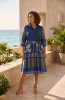 Liberte Blue Dress Collar Tie Waist