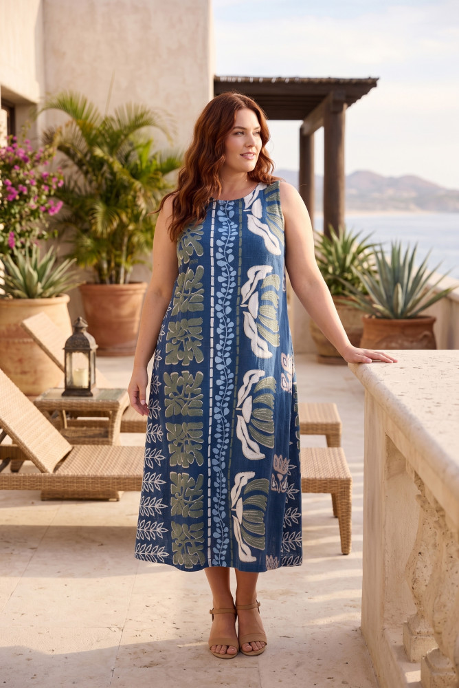 Liberte Blue Dress Midi Sleeveless