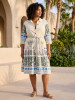 Liberte White Dress Collar Tie Waist