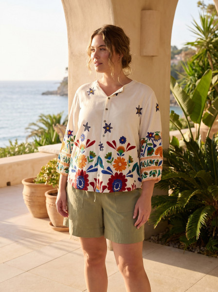 Pellion Top Round Neck button through