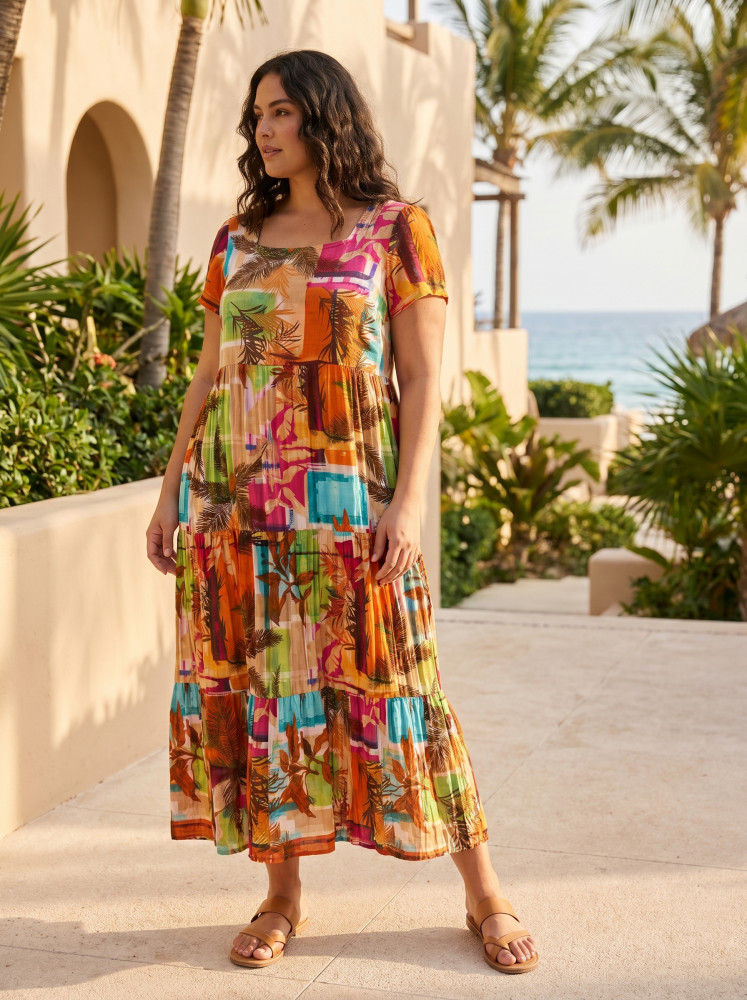 Perpignan Dress Midi Square Neckline