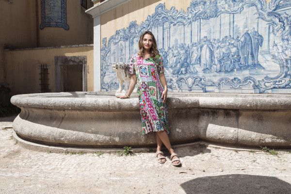 Sao Bento Dress Godet Short Sleeve