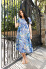 50yrs Oriental Dress Midi Square Neckline