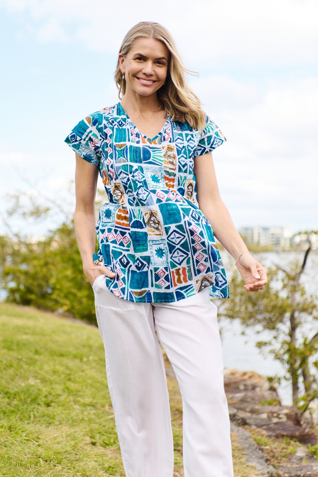 Kayla Cotton Blouse Short Sleeve