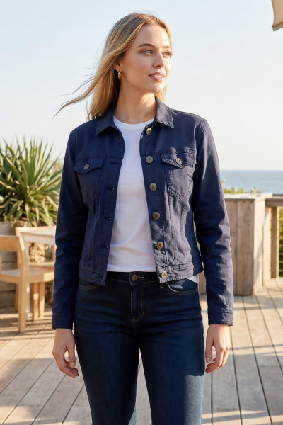 Cropped Stretch Denim Jacket