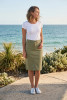 Knee-Length Stretch Denim Skirt