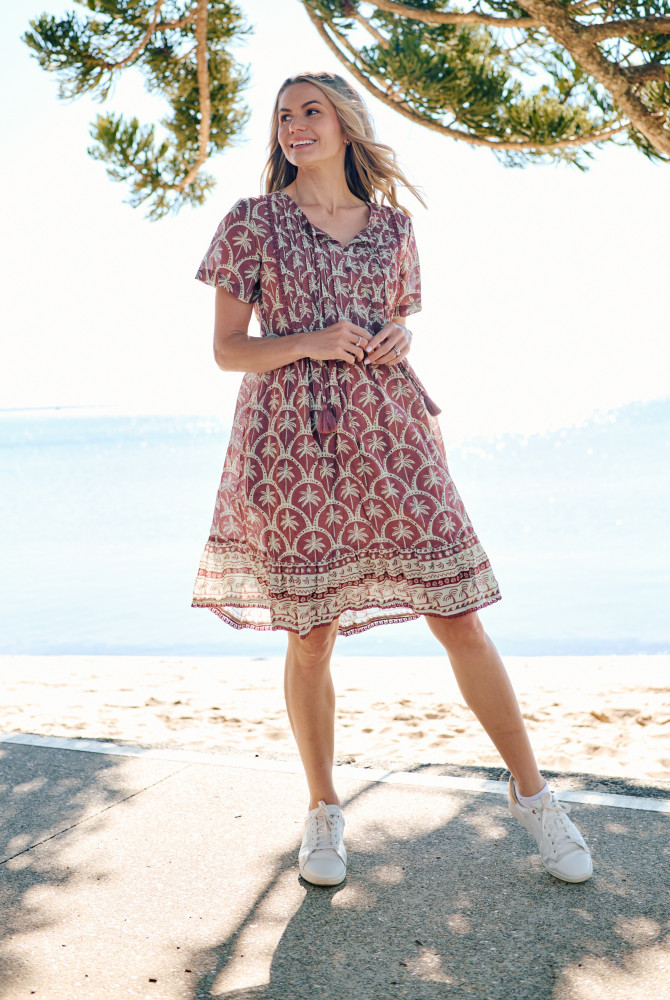 Colette V Neck Tassel Dress