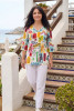 Tina V neck Pleated Top 3/4 Sleeve