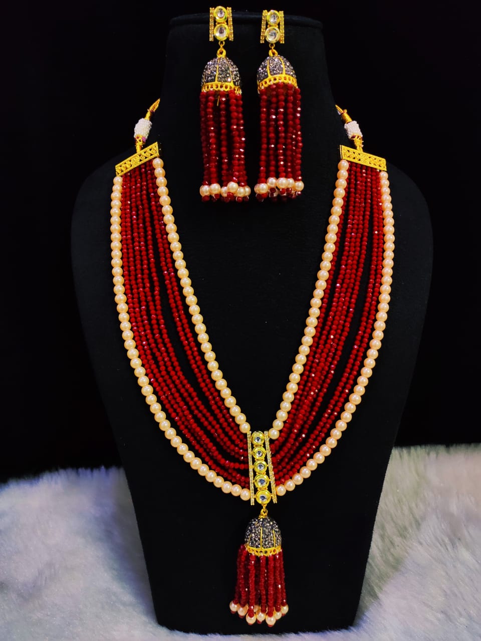 Crafted Jaipuri Cut Onyx Ad Necklace 