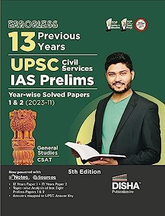 Disha Errorless 13 Previous Years UPSC Civil Services IAS Prelims Year-wise Solved Papers 1 2 2023 - 11 5th Edition