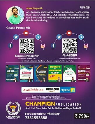 Champion Publication Bilingual SSC Maths 8000 MCQ By Gagan Pratap Sir