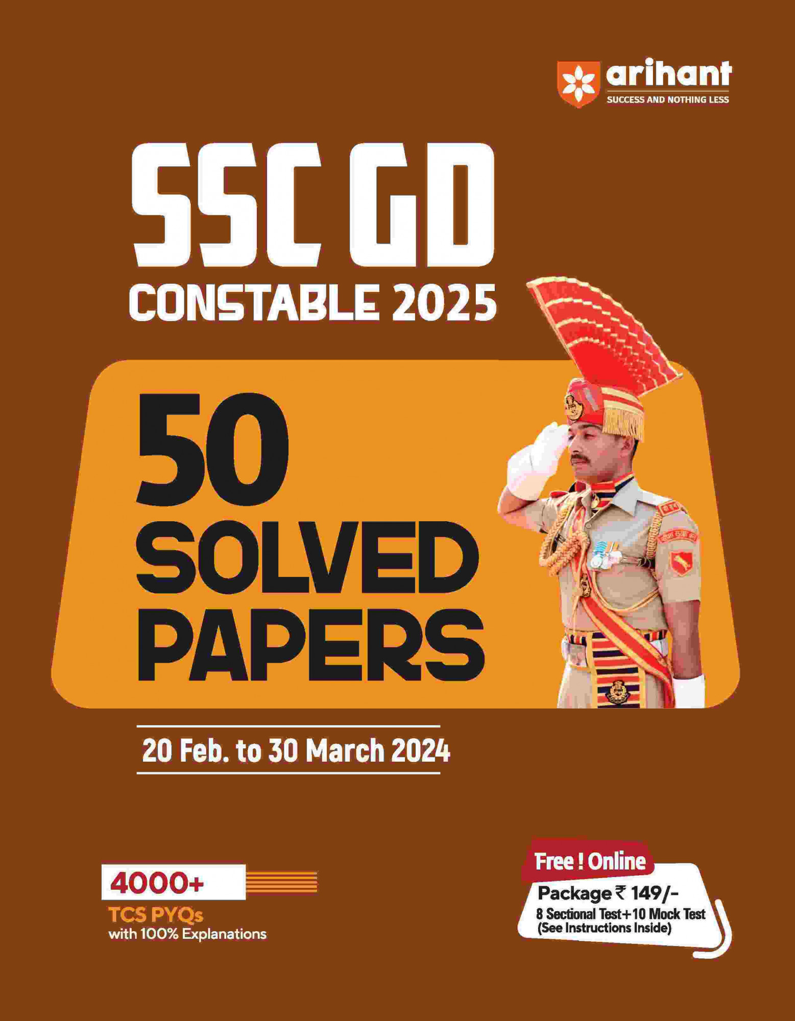 Arihant SSC GD Constable 2025 50 Solved PapersEnglish Medium 20 february se 30 March 2024 With 4000 TCS PYQs
