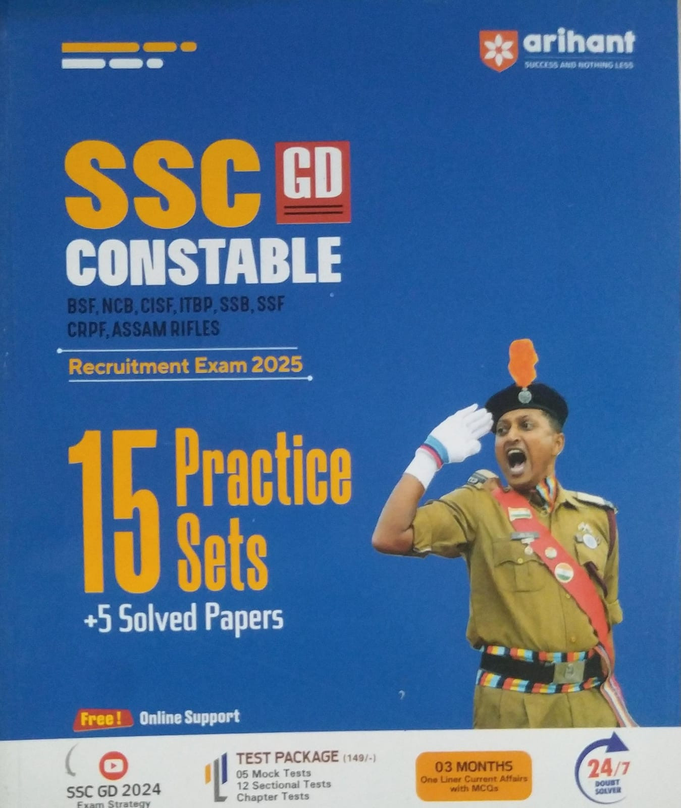 SSC GD Constable Recruitment Exam 2025English Medium With 15 Practice Sets and 5 Solved Papers Free Online Support SSC GD 2024 Exam Strategy Test Package 3 Months Current Affairs and 247 Doubt Solver for SSC GD 2024