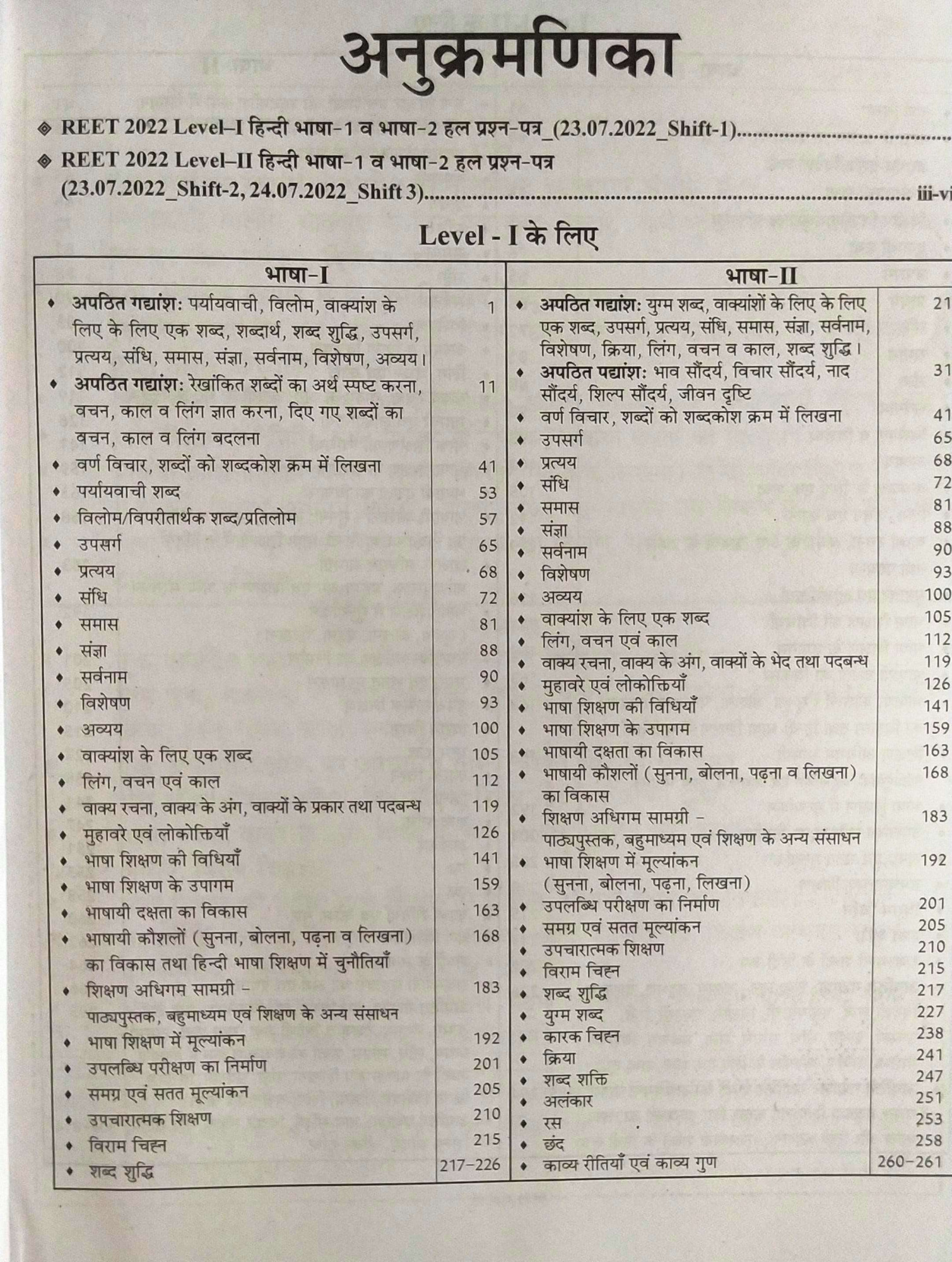 Lakshya Reet Level-1 and 2 Hindi Bhasha-1 and 2 According to the detailed syllabus released on 16th December 2024