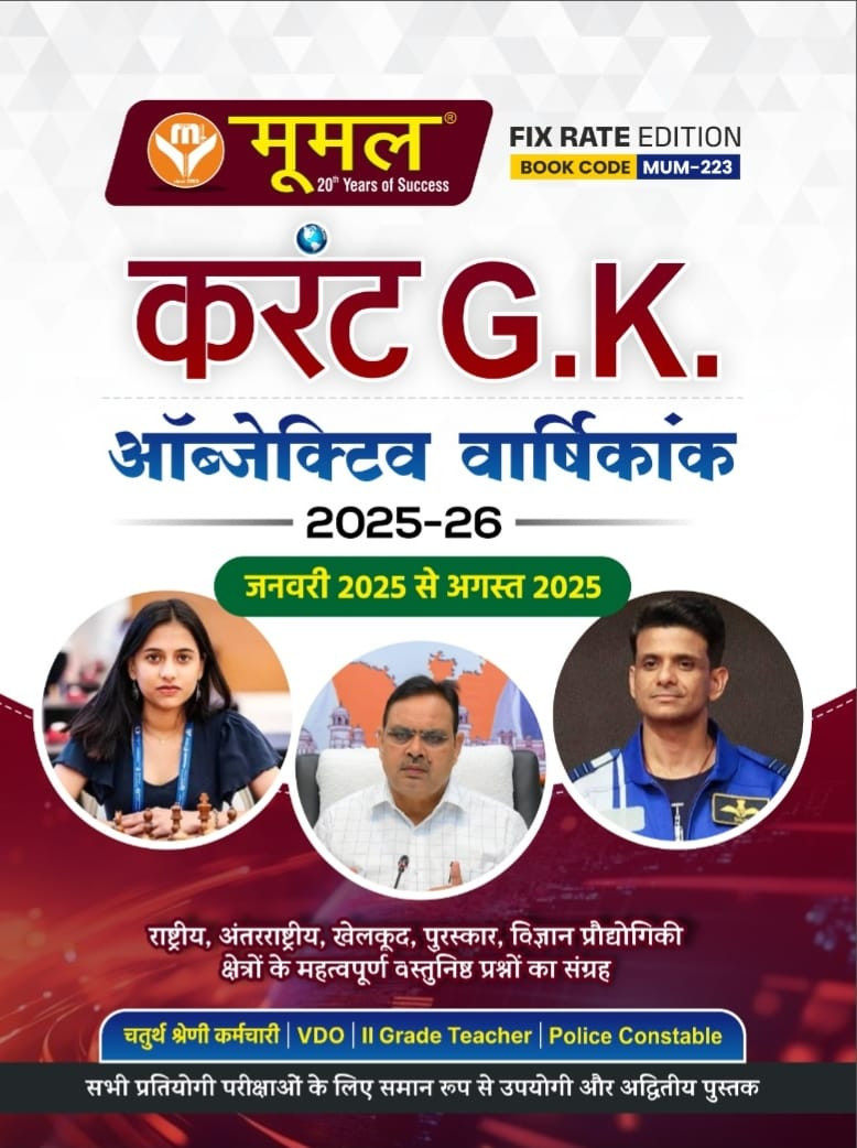 Moomal Current GK Objective Varshikank Jan - Aug 2025-26