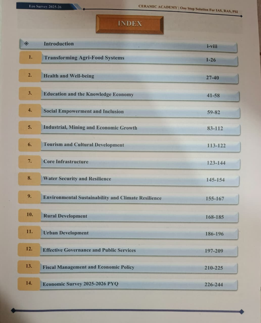 Ceramic Academy Economic Survey 2025-26 English Medium Vikas Sir