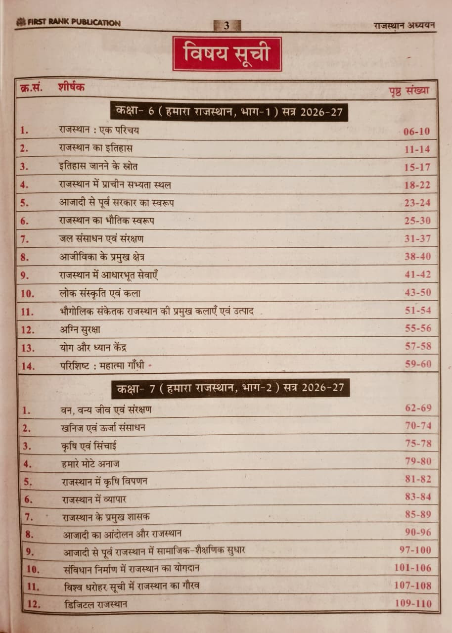 First Rank Rajasthan Adhayan New 41 Jilo 7 Sambhago By Garima Raiwar B L Raiwar