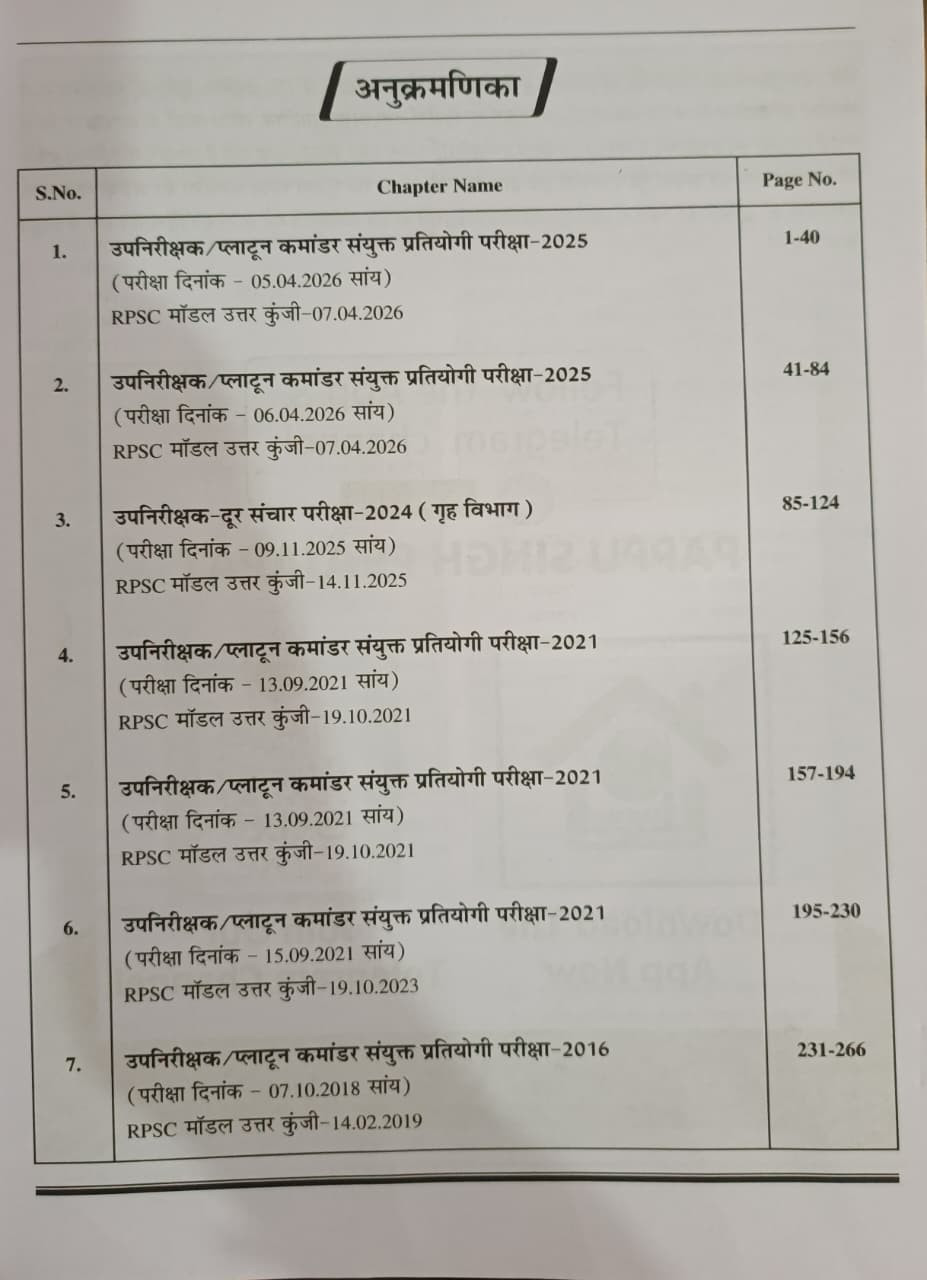 Royal RPSC Rajasthan Police Sub Inspector  Platoon Commander Previous Year Paper Edition 2026 By PAPPU SINGH PRAJAPAT