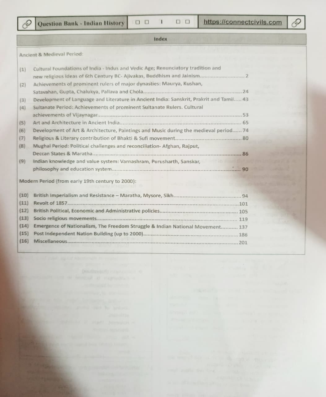 Connect Civils Indian History Question Bank New Edition 2026
