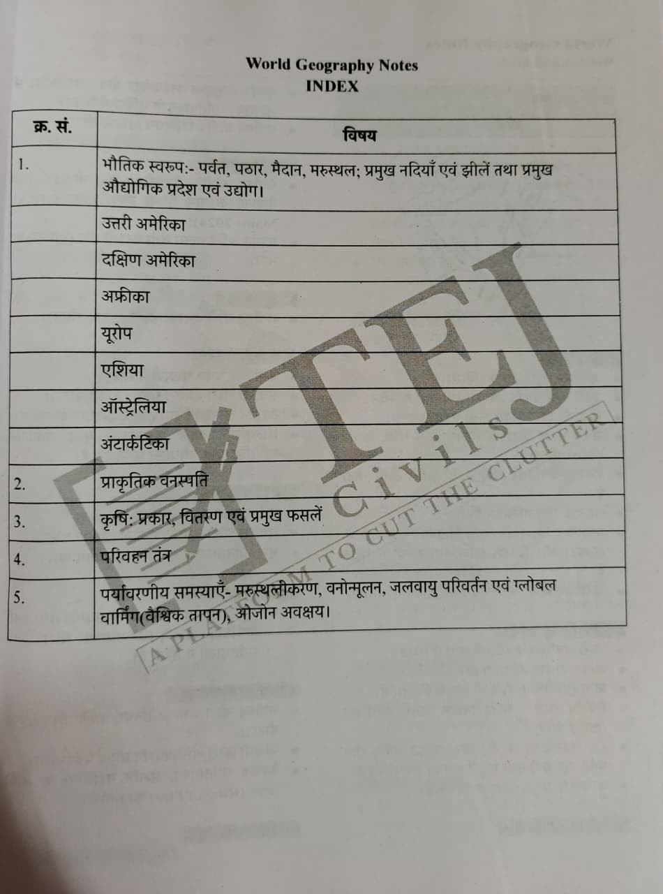 Tej Civils Vishv Bhugol Geography  For RAS Prelims 1st Edition Hindi Medium New Edition 2026 By Neelam maam