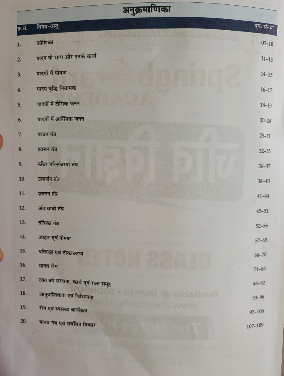 Spring Board RAS Foundation Jeev Vigyan Biology Hindi Medium New Edition 2026