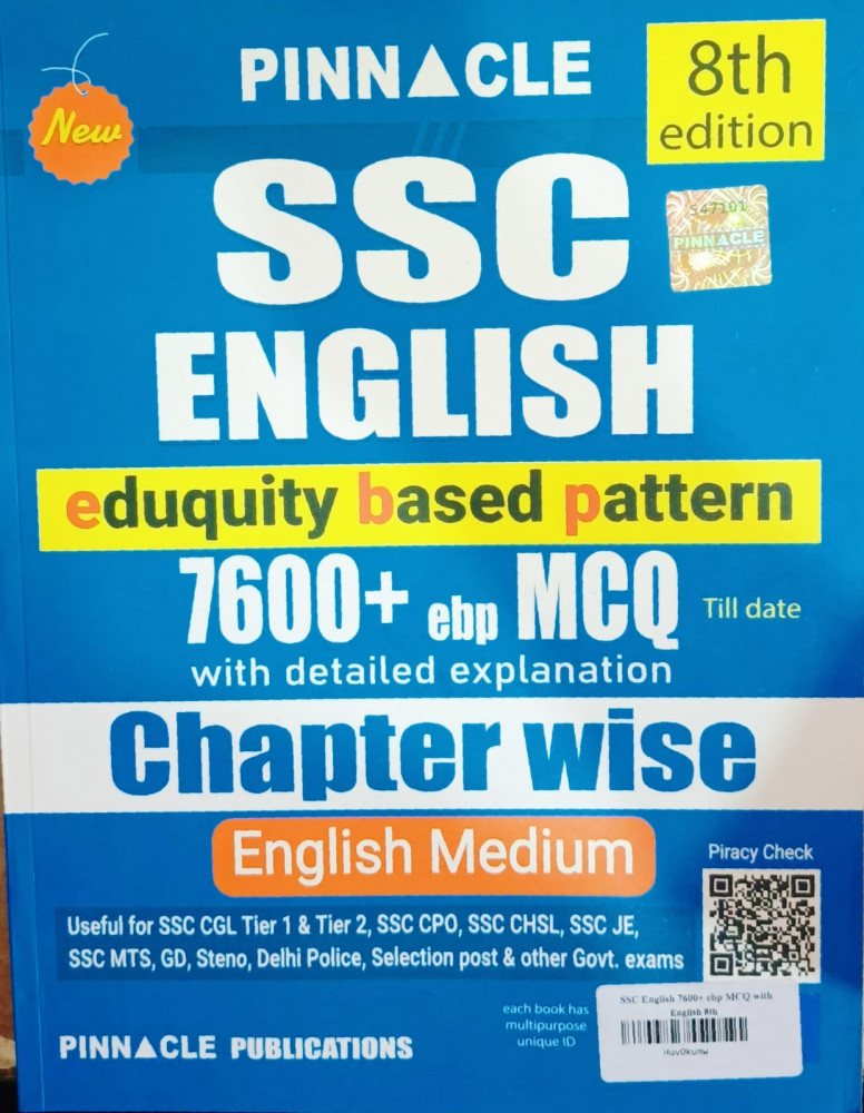 Image of Pinnacle SSC English 7600+ ebp MCQ Chapter Wise 8th Edition English Medium