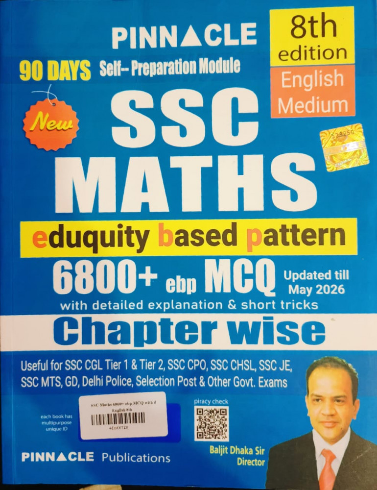Image of Pinnacle SSC Maths 6800+ ebp MCQ Chapter Wise 8th Edition English Medium