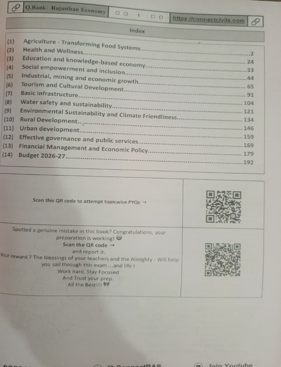 Connect Civils Rajasthan Economy Question Bank 450 English Medium 41 Districts New Edition 2026
